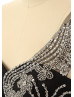 Black Chiffon Beaded One Shoulder Mermaid Long Prom Dress